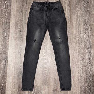 Blue Savvy Jeans Junior Size 7 Black Distressed High Rise Jeans